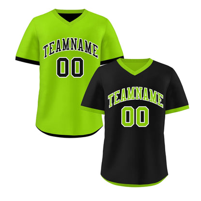 Custom Neon Green Black Reversible Pullover Baseball Jersey Classic Style Quick Dry