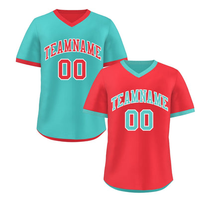 Custom Teal Neon Green Reversible Pullover Baseball Jersey Classic Style Lightweight
