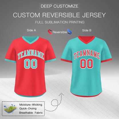 Custom Teal Neon Green Reversible Pullover Baseball Jersey Classic Style Lightweight