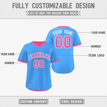 Custom Pink Powder Blue Reversible Pullover Baseball Jersey Classic Style Breathable