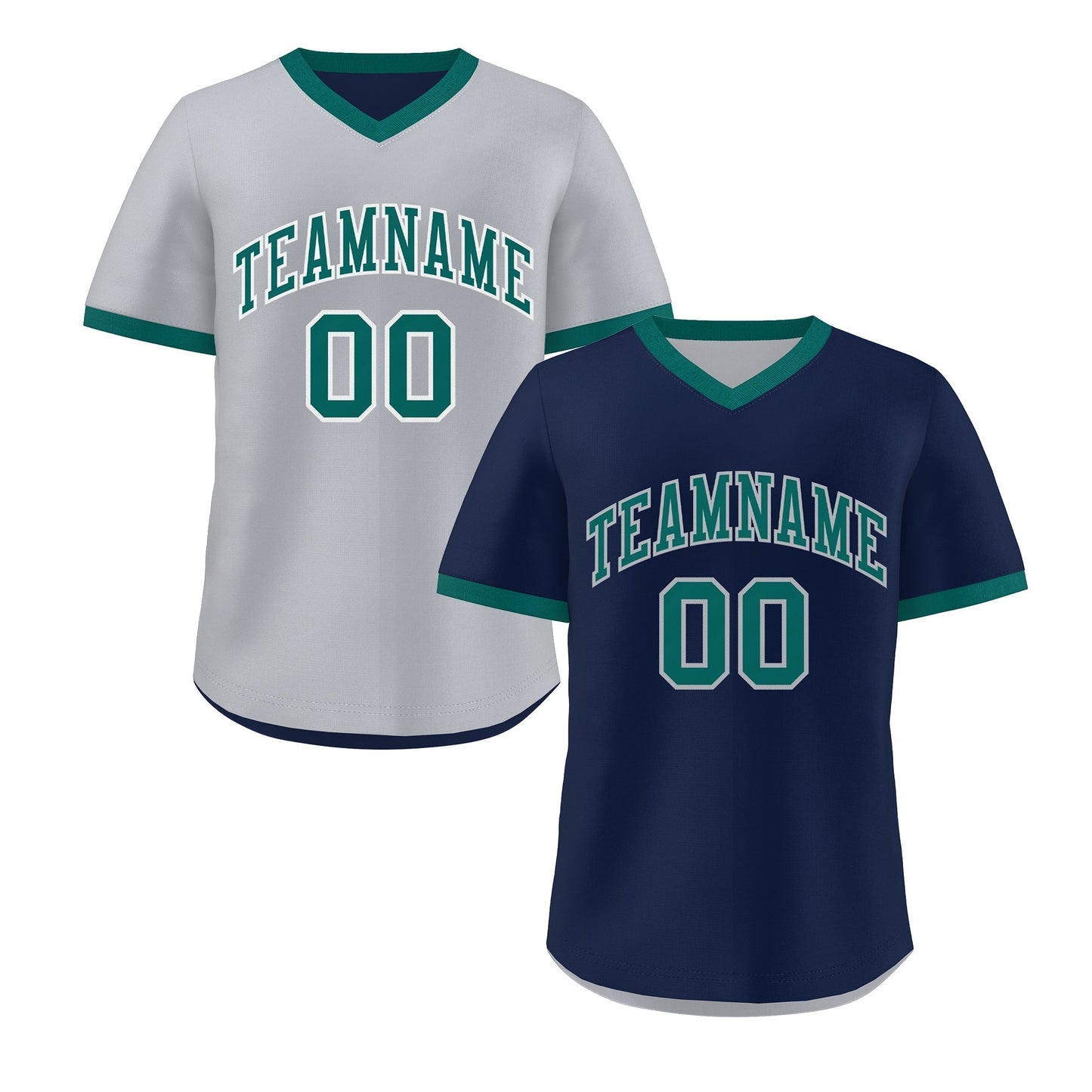Custom Teal Silver Reversible Pullover Baseball Jersey Classic Style Quick Dry