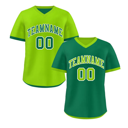 Custom Neon Green Kelly Green Reversible Pullover Baseball Jersey Classic Style Lightweight