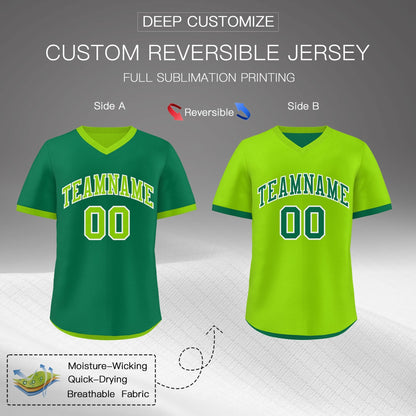 Custom Neon Green Kelly Green Reversible Pullover Baseball Jersey Classic Style Lightweight