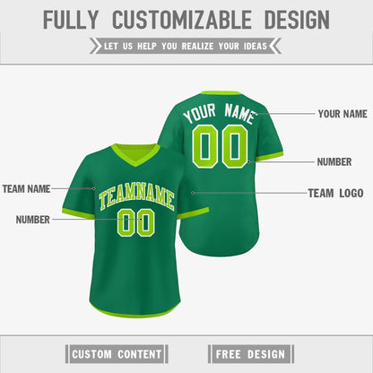 Custom Neon Green Kelly Green Reversible Pullover Baseball Jersey Classic Style Lightweight