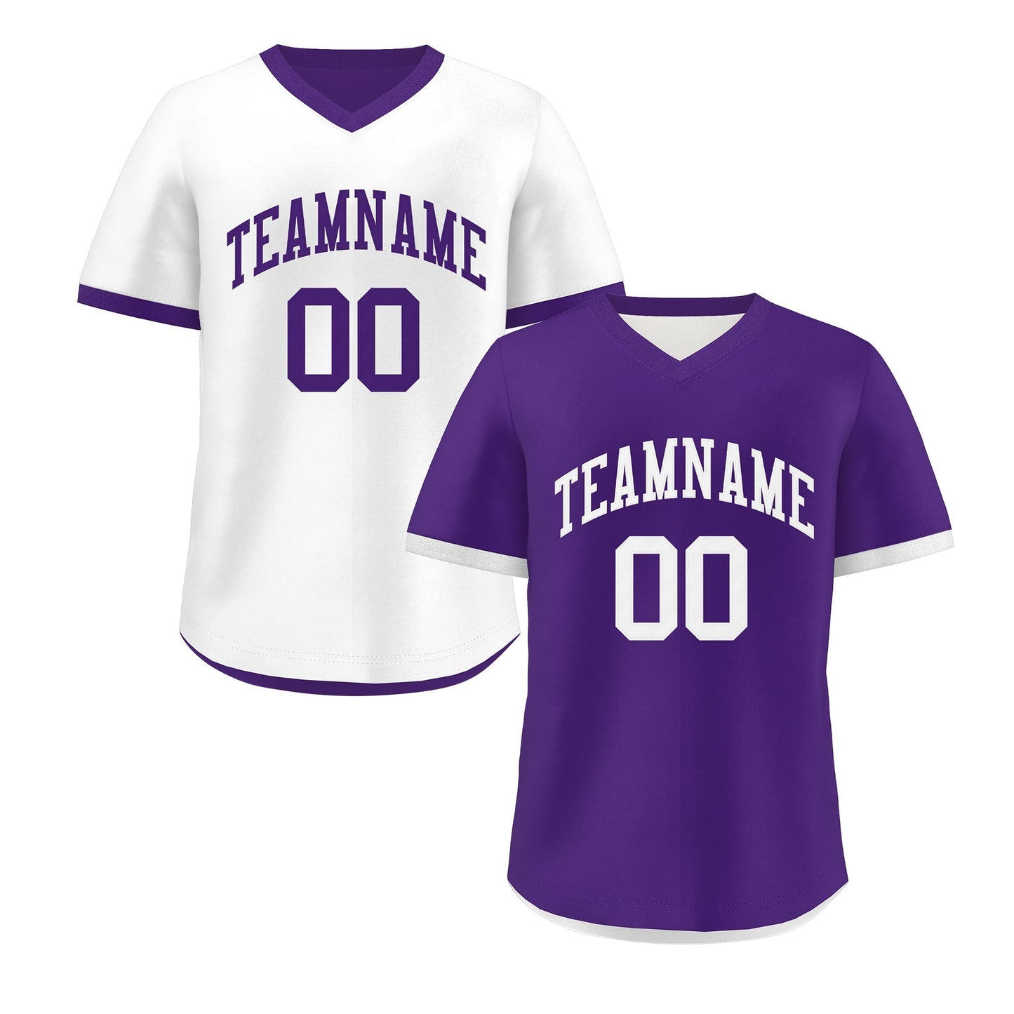 Custom Purple White Reversible Pullover Baseball Jersey Classic Style Breathable