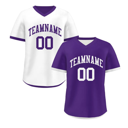 Custom Purple White Reversible Pullover Baseball Jersey Classic Style Breathable