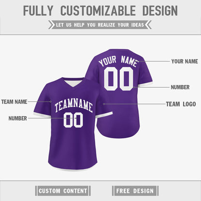 Custom Purple White Reversible Pullover Baseball Jersey Classic Style Breathable