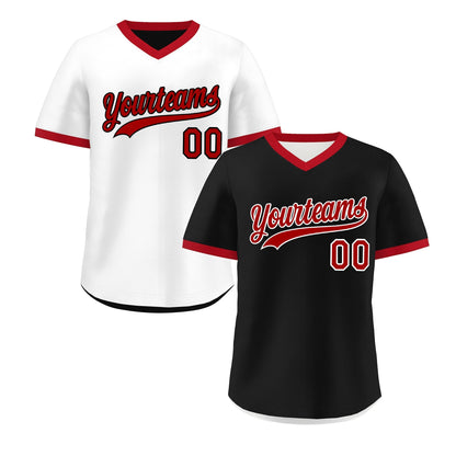 Custom White Black Red Reversible Pullover Baseball Jersey Classic Style Quick Dry