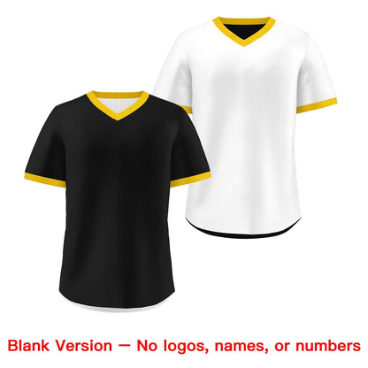 Custom White Black Gold Reversible Pullover Baseball Jersey Classic Style Lightweight