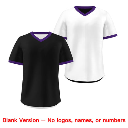 Custom White Black Purple Reversible Pullover Baseball Jersey Classic Style Quick Dry