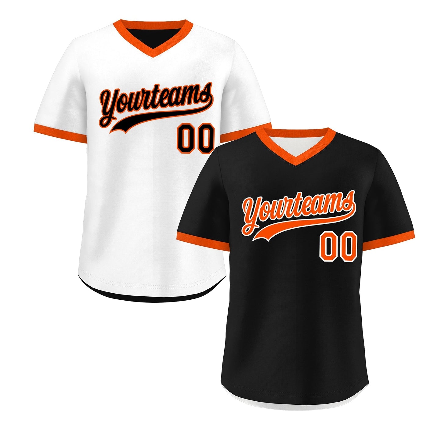Custom Black White Reversible Pullover Baseball Jersey Classic Style Lightweight