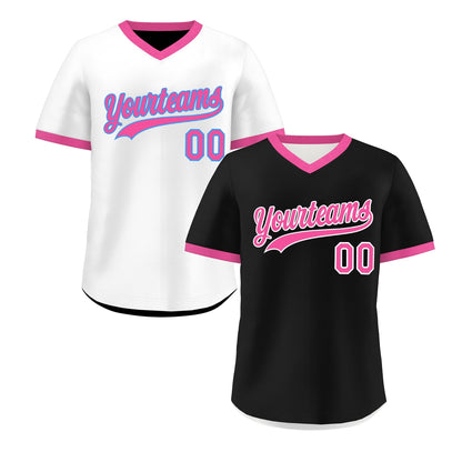 Custom White Black Pink Reversible Pullover Baseball Jersey Classic Style Breathable