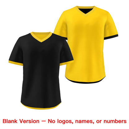 Custom Gold Black Reversible Pullover Baseball Jersey Classic Style Quick Dry