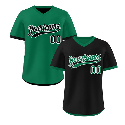 Custom Kelly Green Black Reversible Pullover Baseball Jersey Classic Style Lightweight