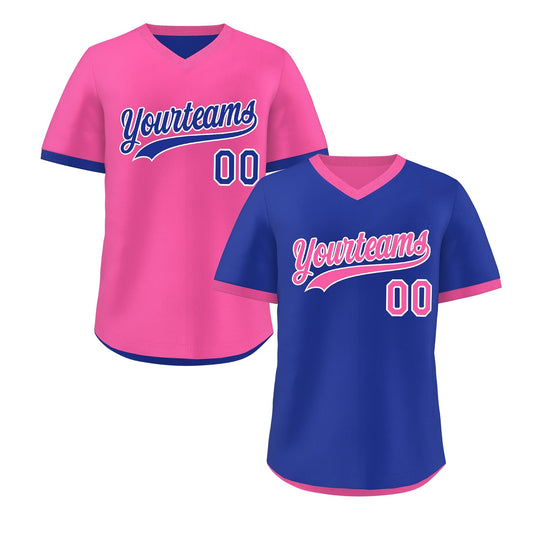 Custom Pink Royal Blue Reversible Pullover Baseball Jersey Classic Style Quick Dry