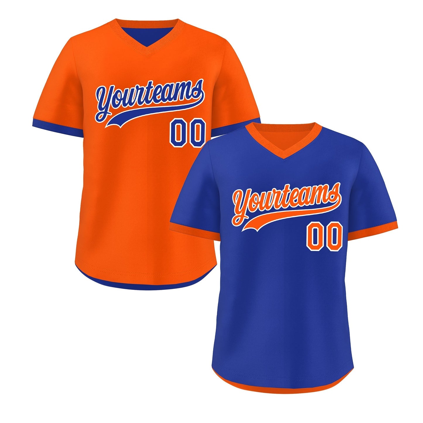 Custom Royal Blue Orange Reversible Pullover Baseball Jersey Classic Style Lightweight