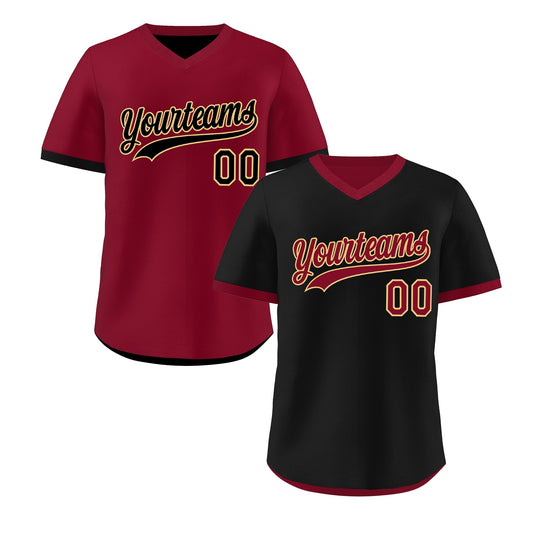 Custom Crimson Khaki Reversible Pullover Baseball Jersey Classic Style Lightweight