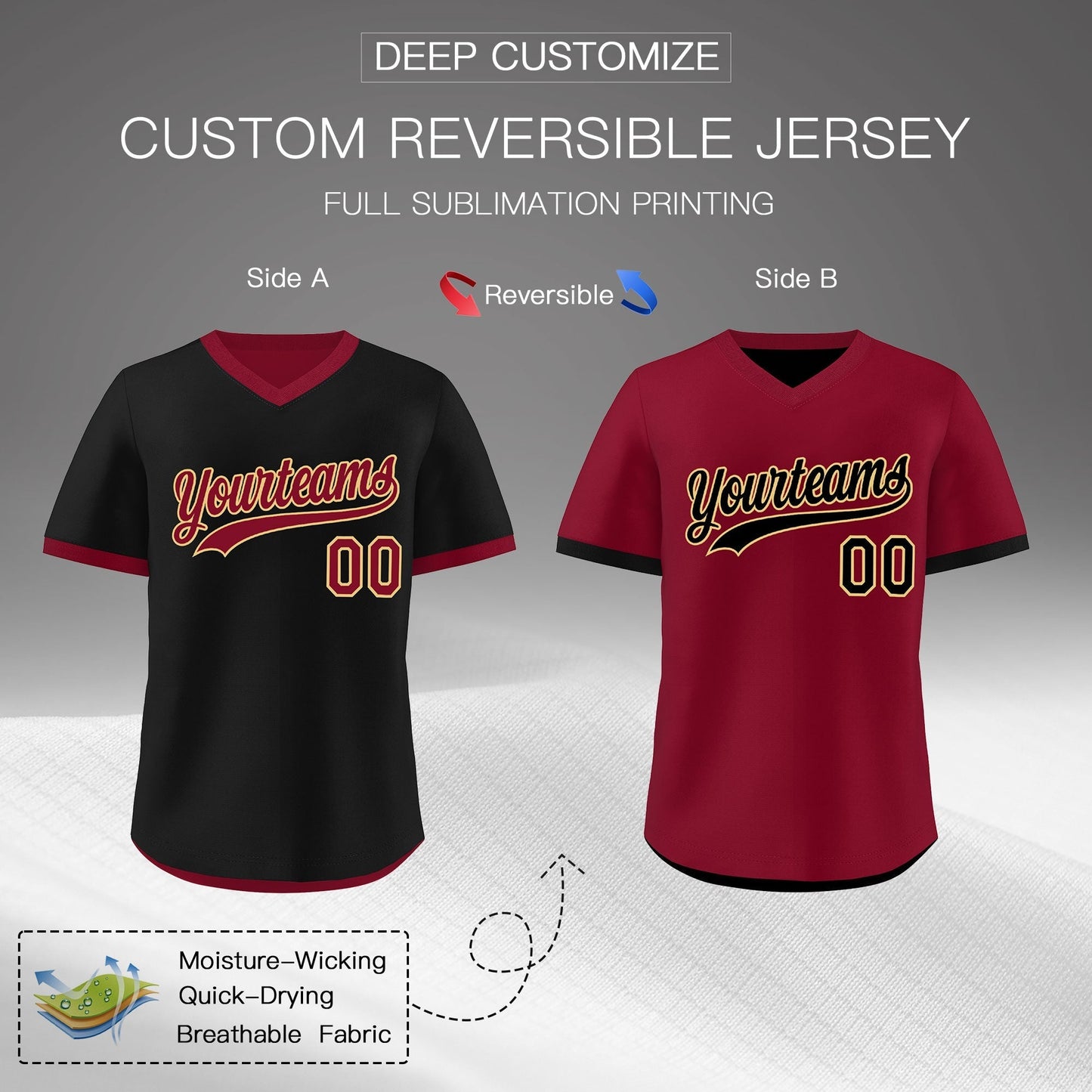 Custom Crimson Khaki Reversible Pullover Baseball Jersey Classic Style Lightweight