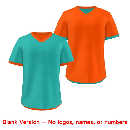 Custom Neon Green Orange Reversible Pullover Baseball Jersey Classic Style Breathable