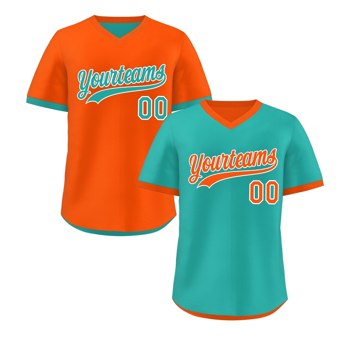 Custom Neon Green Orange Reversible Pullover Baseball Jersey Classic Style Breathable