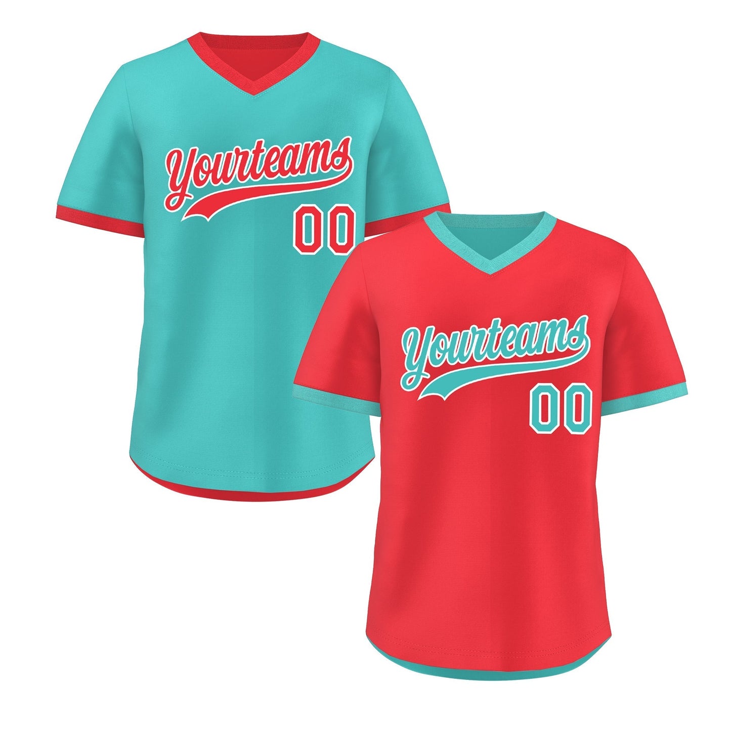 Custom Teal Neon Green Reversible Pullover Baseball Jersey Classic Style Lightweight