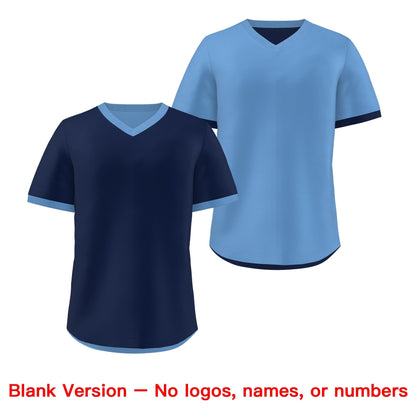 Custom Light Blue Navy Reversible Pullover Baseball Jersey Classic Style Lightweight