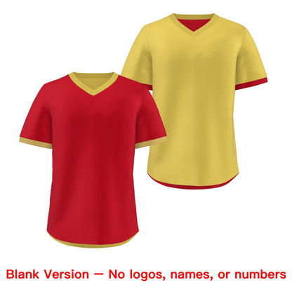 Custom Old Gold Red Reversible Pullover Baseball Jersey Classic Style Quick Dry