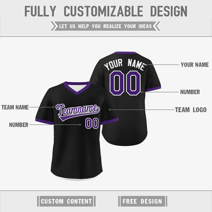 Custom White Black Purple Reversible Pullover Baseball Jersey Classic Style Quick Dry