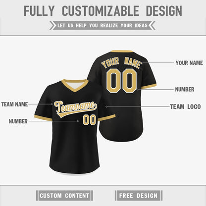 Custom White Black Old Gold Reversible Pullover Baseball Jersey Classic Style Lightweight