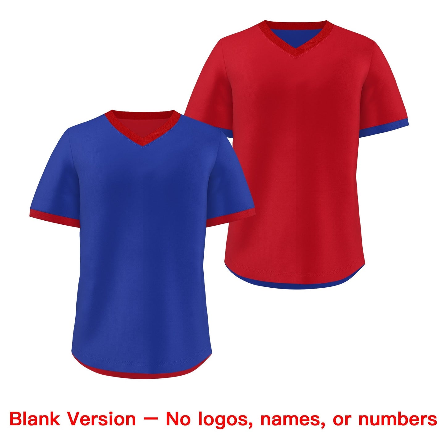 Custom Royal Blue Red Reversible Pullover Baseball Jersey Classic Style Quick Dry
