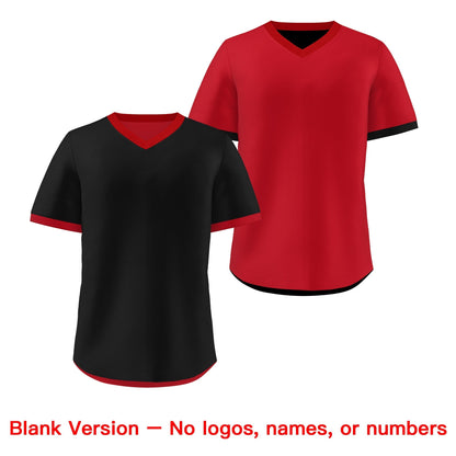 Custom Red Black Reversible Pullover Baseball Jersey Classic Style Breathable