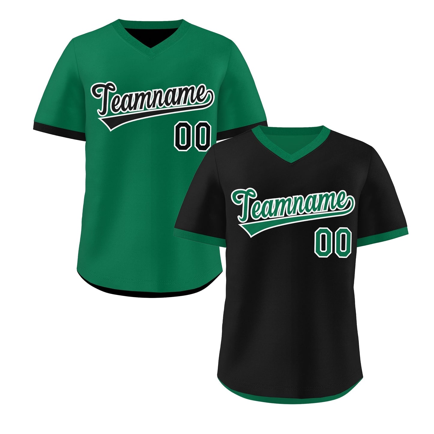 Custom Kelly Green Black Reversible Pullover Baseball Jersey Classic Style Lightweight