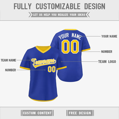 Custom Gold Royal Blue Reversible Pullover Baseball Jersey Classic Style Breathable