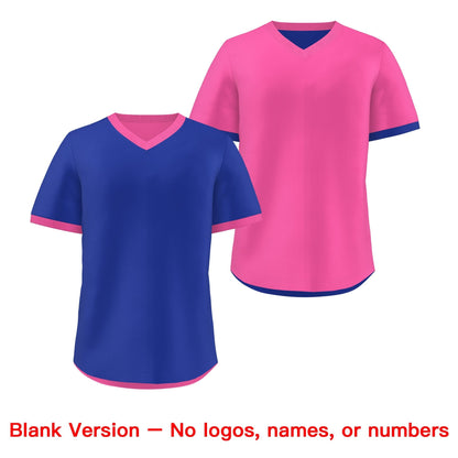 Custom Pink Royal Blue Reversible Pullover Baseball Jersey Classic Style Quick Dry