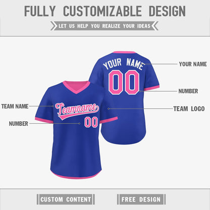 Custom Pink Royal Blue Reversible Pullover Baseball Jersey Classic Style Quick Dry