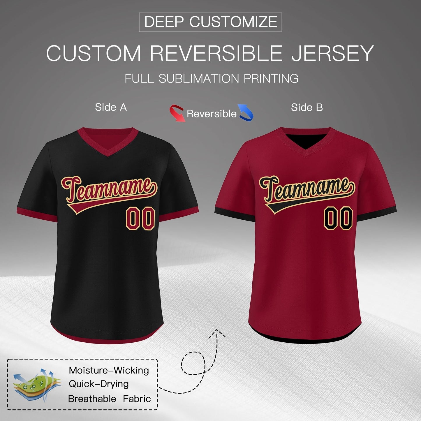 Custom Crimson Khaki Reversible Pullover Baseball Jersey Classic Style Lightweight