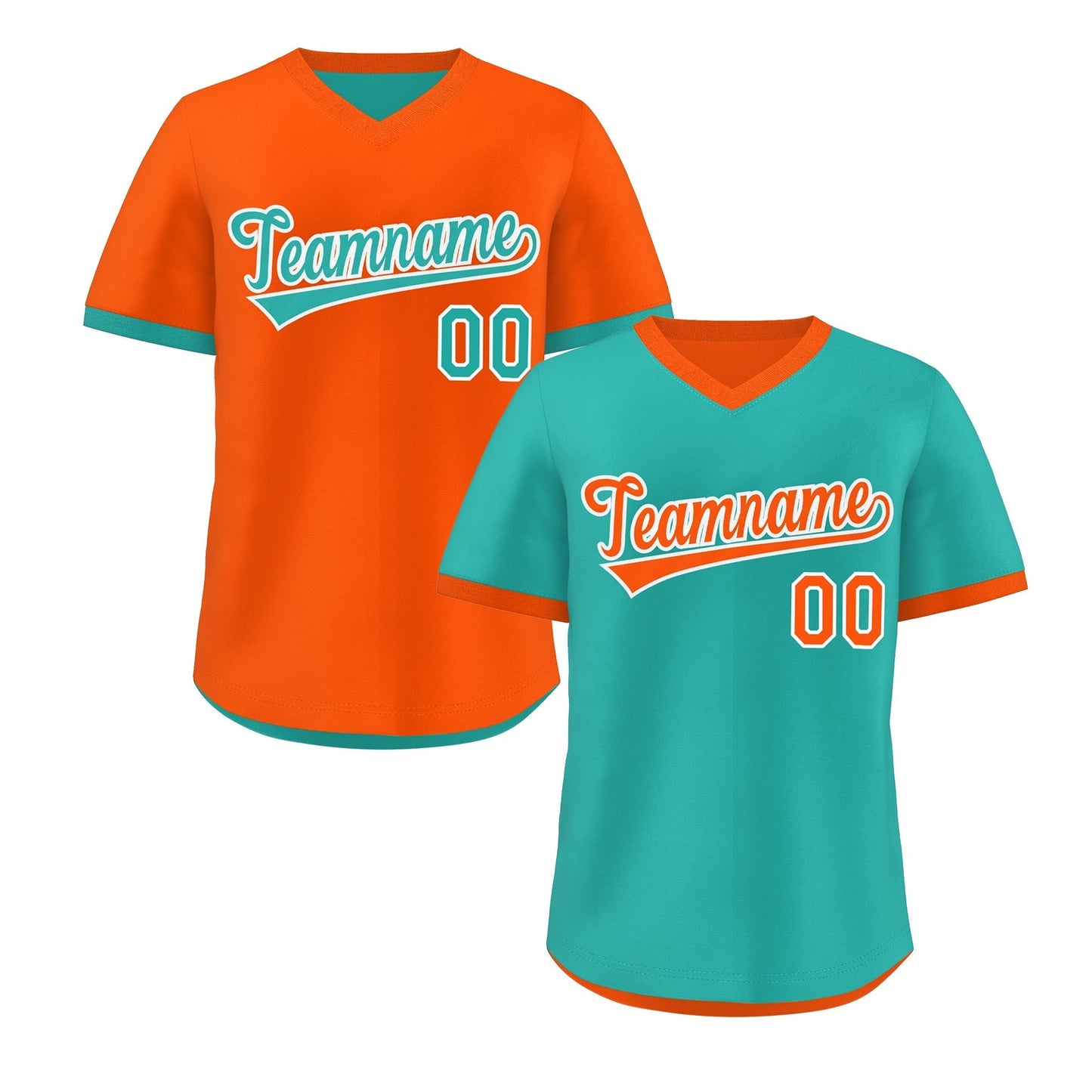 Custom Neon Green Orange Reversible Pullover Baseball Jersey Classic Style Breathable