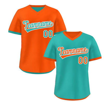 Custom Neon Green Orange Reversible Pullover Baseball Jersey Classic Style Breathable