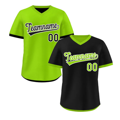 Custom Neon Green Black Reversible Pullover Baseball Jersey Classic Style Quick Dry