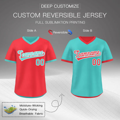 Custom Teal Neon Green Reversible Pullover Baseball Jersey Classic Style Lightweight