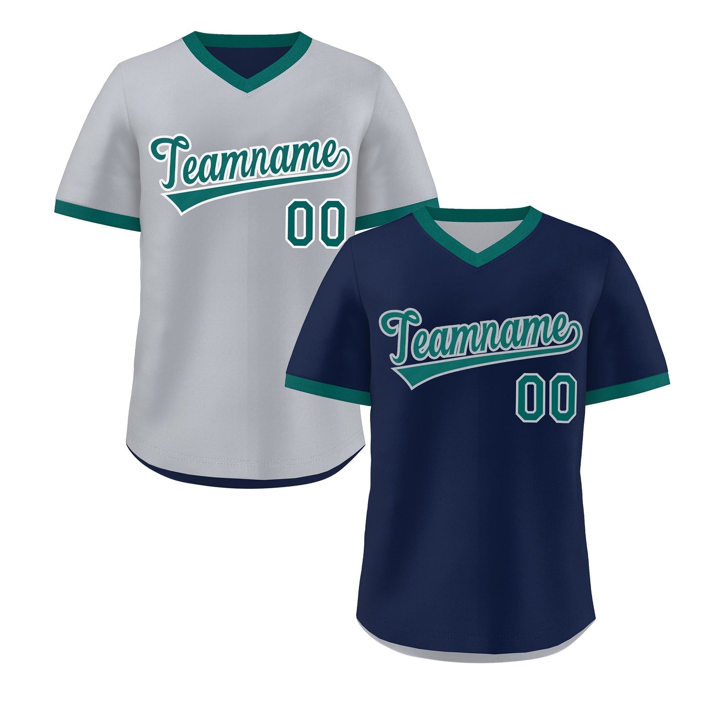 Custom Teal Silver Reversible Pullover Baseball Jersey Classic Style Quick Dry