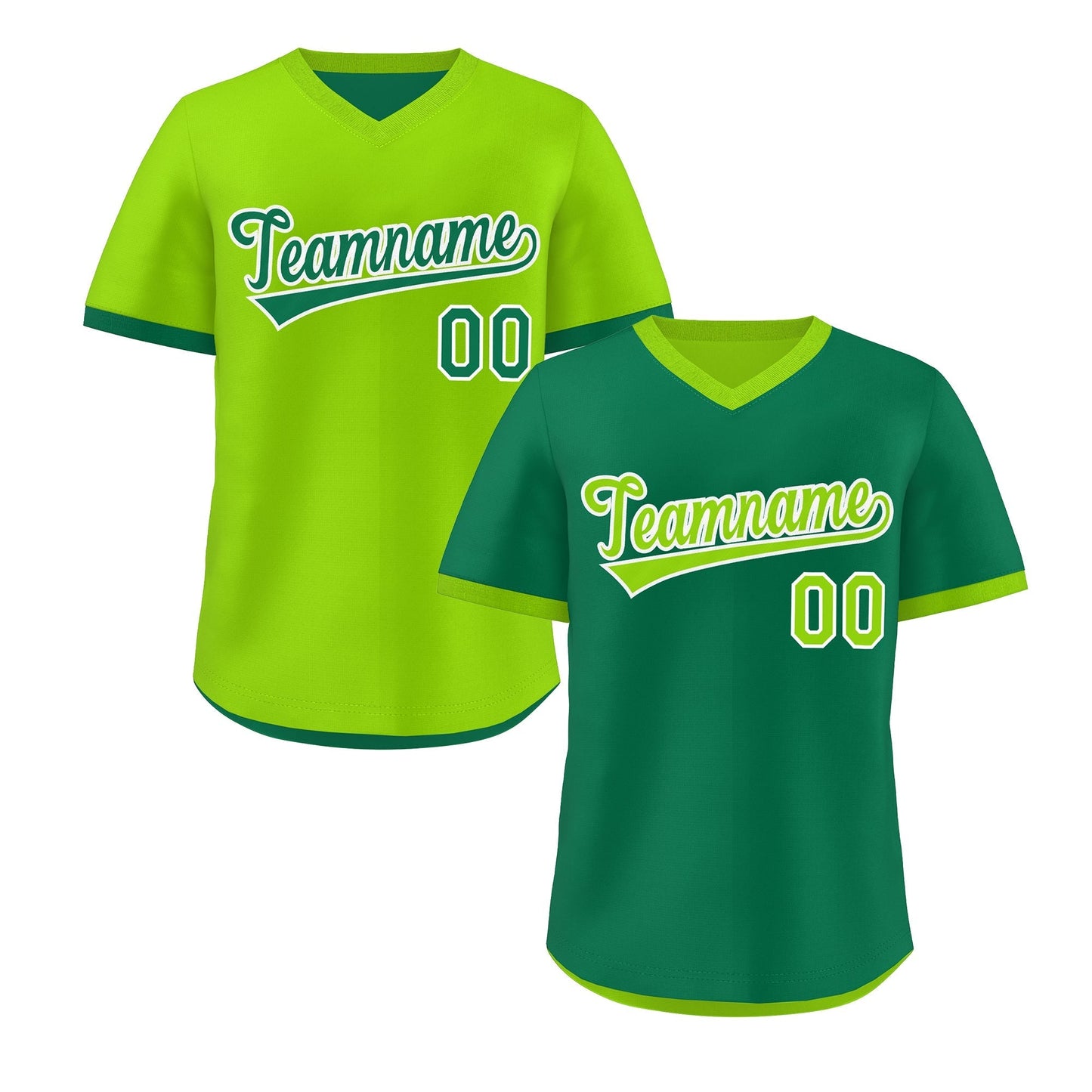 Custom Neon Green Kelly Green Reversible Pullover Baseball Jersey Classic Style Lightweight