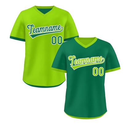 Custom Neon Green Kelly Green Reversible Pullover Baseball Jersey Classic Style Lightweight
