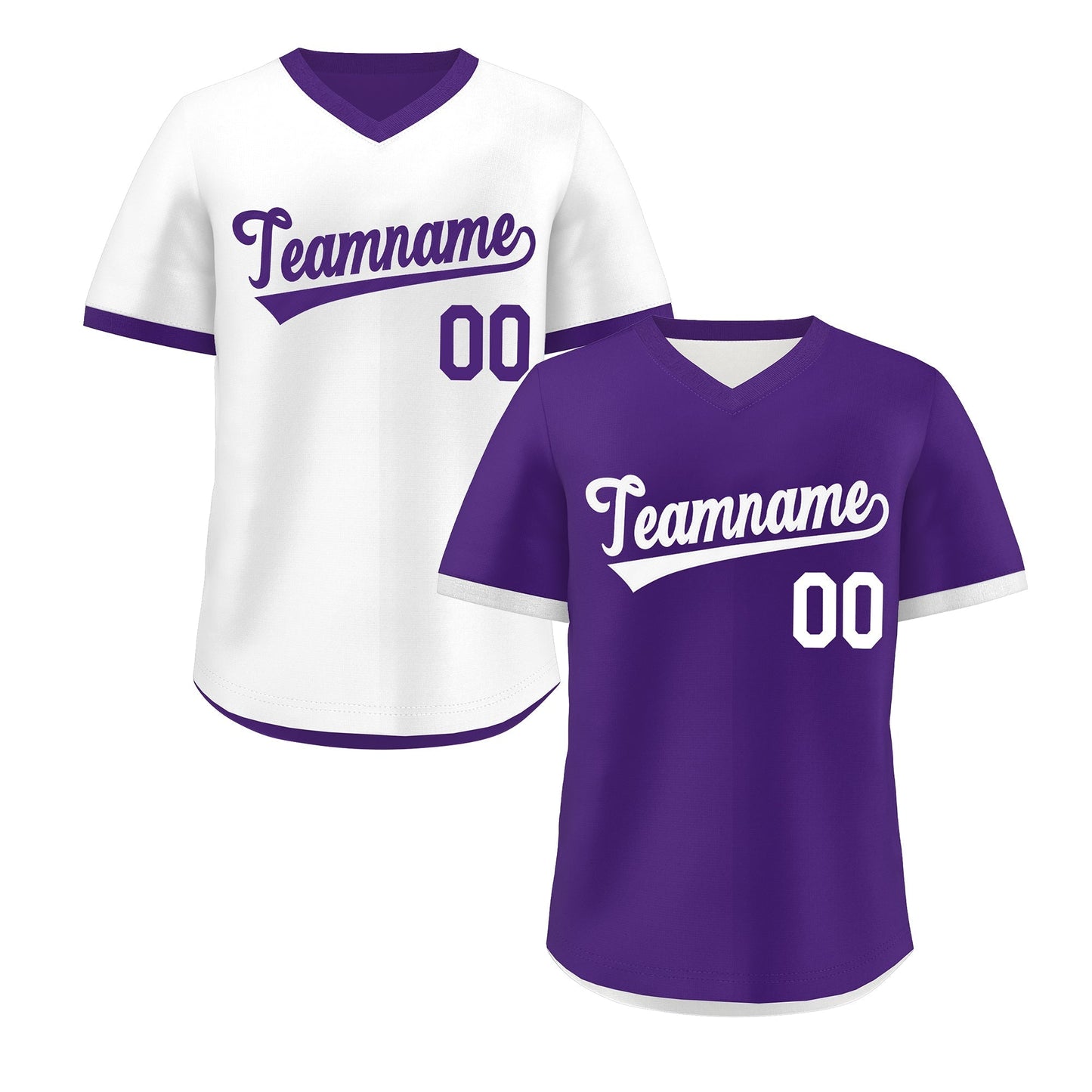 Custom Purple White Reversible Pullover Baseball Jersey Classic Style Breathable