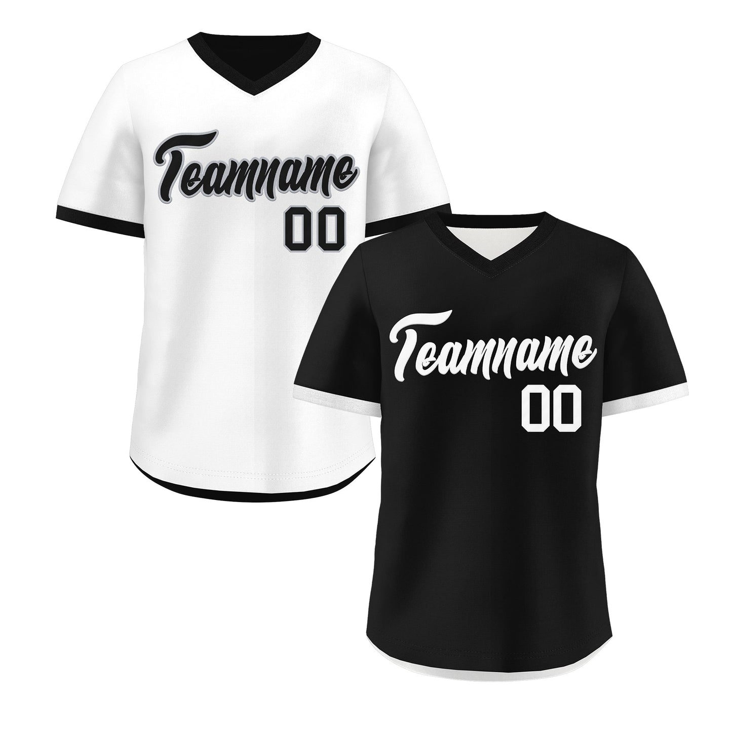 Custom Black White Reversible Pullover Baseball Jersey Classic Style Breathable