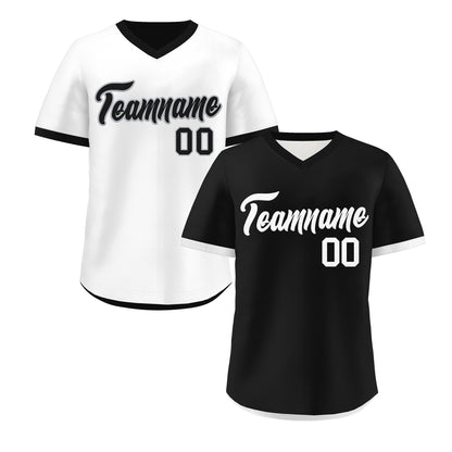 Custom Black White Reversible Pullover Baseball Jersey Classic Style Breathable