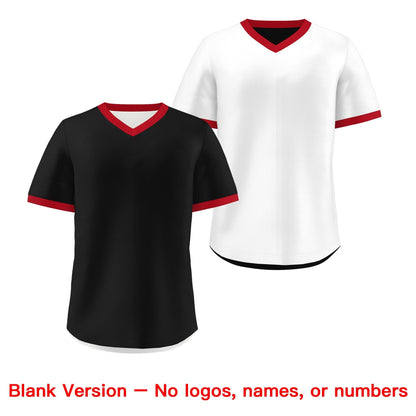 Custom White Black Red Reversible Pullover Baseball Jersey Classic Style Quick Dry