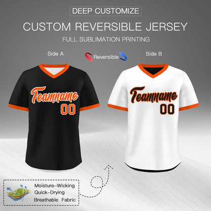 Custom Black White Reversible Pullover Baseball Jersey Classic Style Lightweight