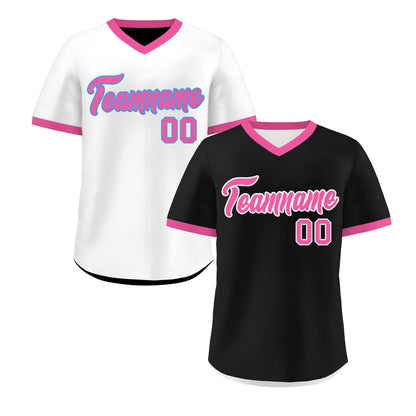 Custom White Black Pink Reversible Pullover Baseball Jersey Classic Style Breathable