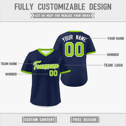 Custom White Navy Neon Green Reversible Pullover Baseball Jersey Classic Style Quick Dry